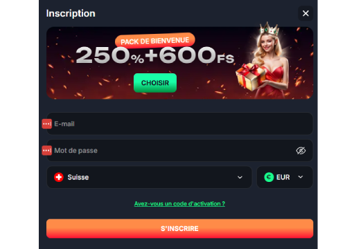 Inscription sur Beef Casino